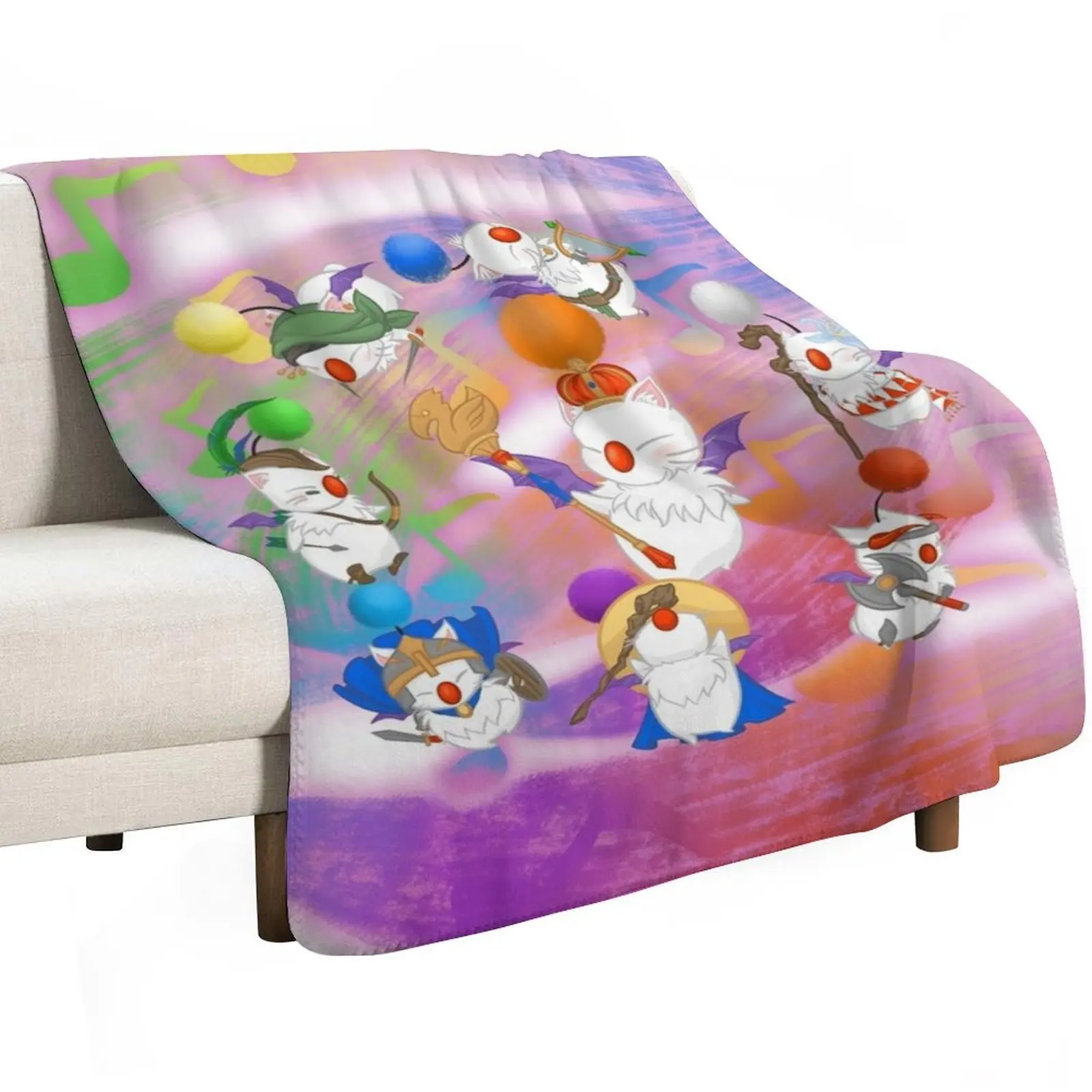 Thornmarch Extreme - Good King Moogle Mog XII from FF14 Original Art Throw Blanket Summer Camping Hair Hairy wednesday Blankets