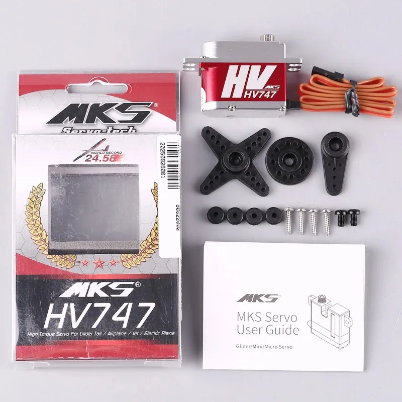

MKS HV747 Цельнометаллический цифровой сервопривод с ЧПУ Цифровой сервопривод RC Дрон Серводвигатель без сердечника