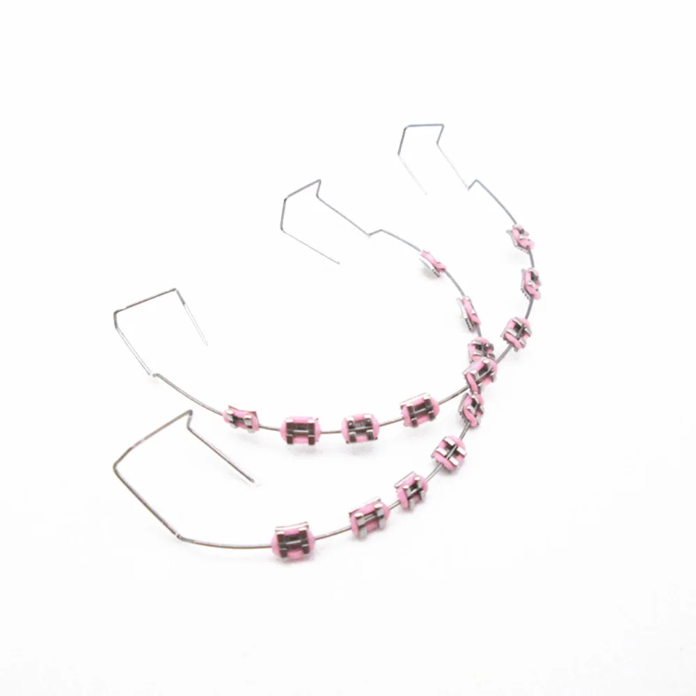 

1 pair Colorful Temporary Tooth Decoration Dental Decorations Fake Brackets Orthodontic Ligature Ties Braces with Metal Wires