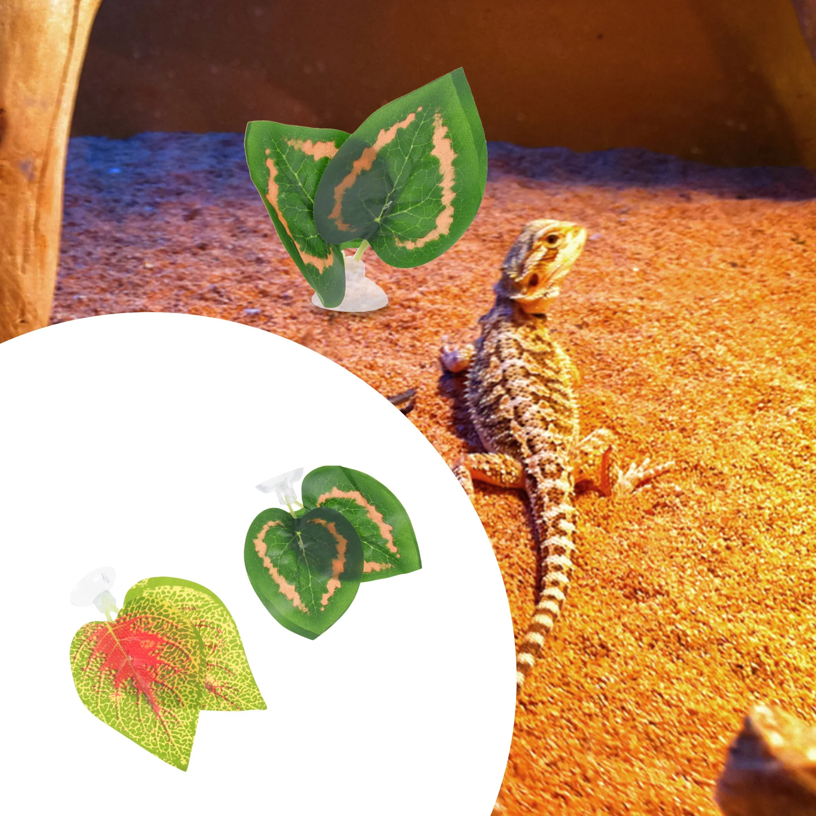 

2Pcs Simulation Plant Decor Lifelike Leaf Ornaments Plastic Reptile Climbing Aquarium Decors Fish Tank Reptile Plants