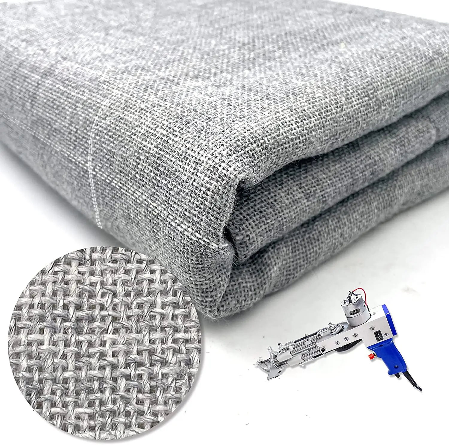 2.2m X 6m Grey Raw Cloth Faux Linen Fabric Rough Solid Linen Fabric for DIY Carpet Accessory Sewing Punch For Tufting Gun