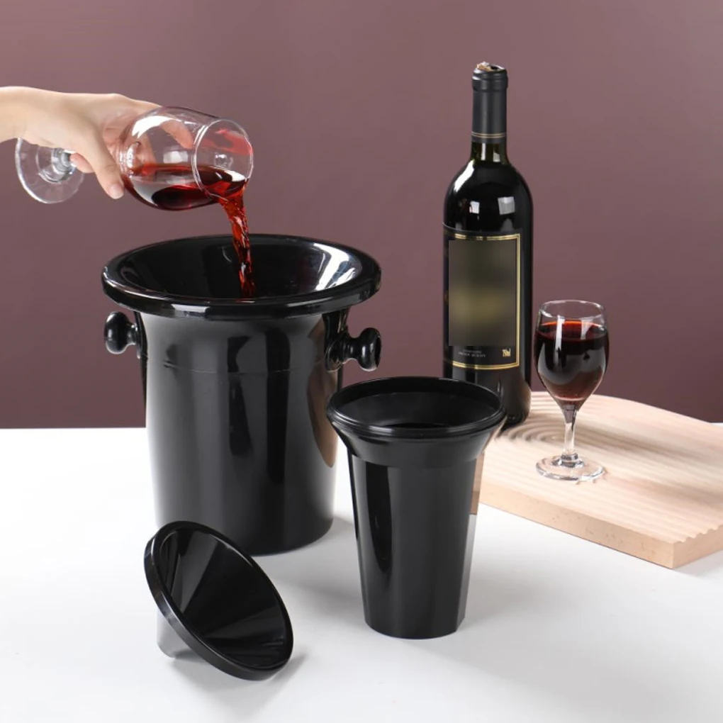 Picture 6: Black Sleek Wine Tasting Spittoon Set Elegant Wine Barrels Bucket For Parties And Cocktails