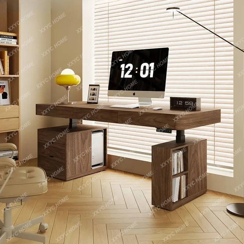 Walnut household writing electric liftable intelligent solid wood work table
