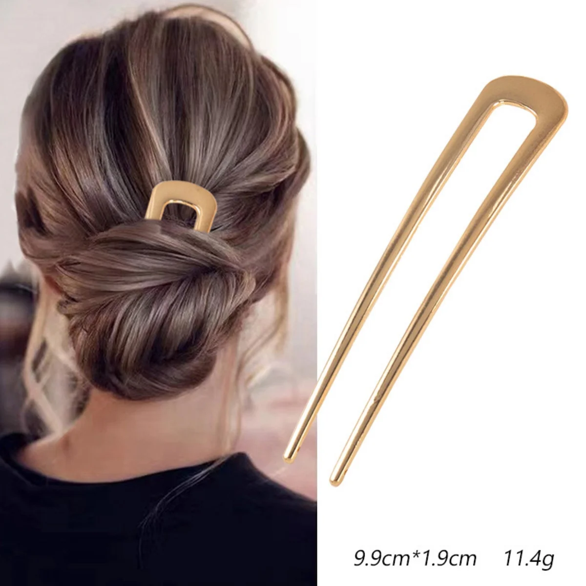 Fashion Hair Accessories Metal U Shape Hair Stick For Women Silver Gold Color Elegant Shell Enamel Hairpin Female Headwear Gifts image 5