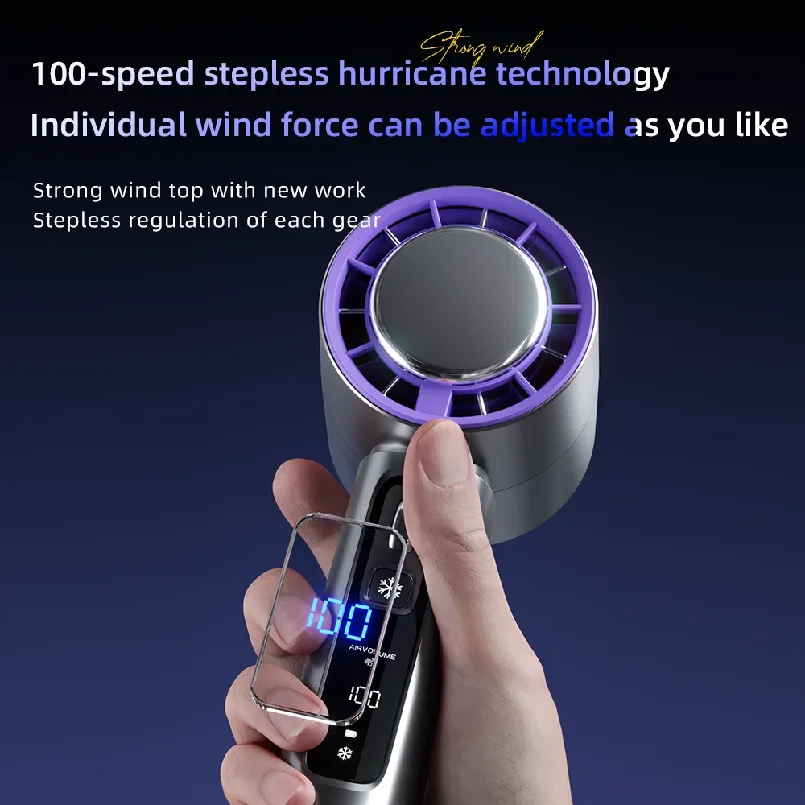2026 New Semiconductor Refrigeration High-speed Handheld Electric Fan 4000mAh USB Portable Rechargeable Outdoor Small Fan