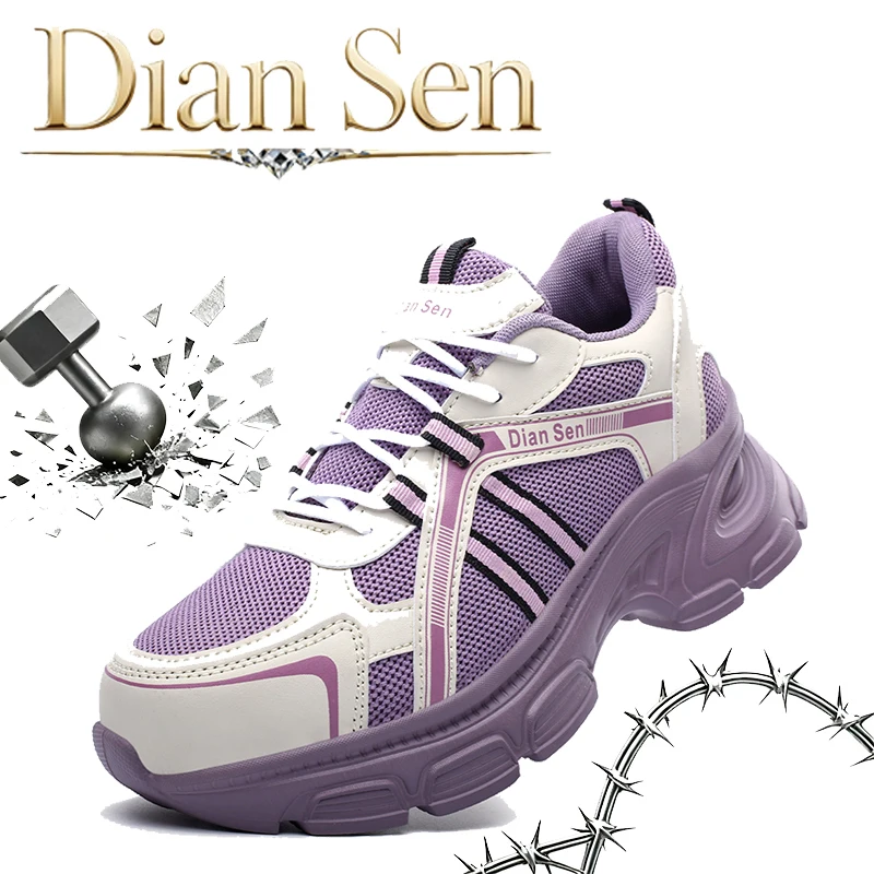 Women Safety Shoes For Work Safety Boots Breathable Steel Toe Puncture Proof Sport Work Sneakers Construction Tactical Boots