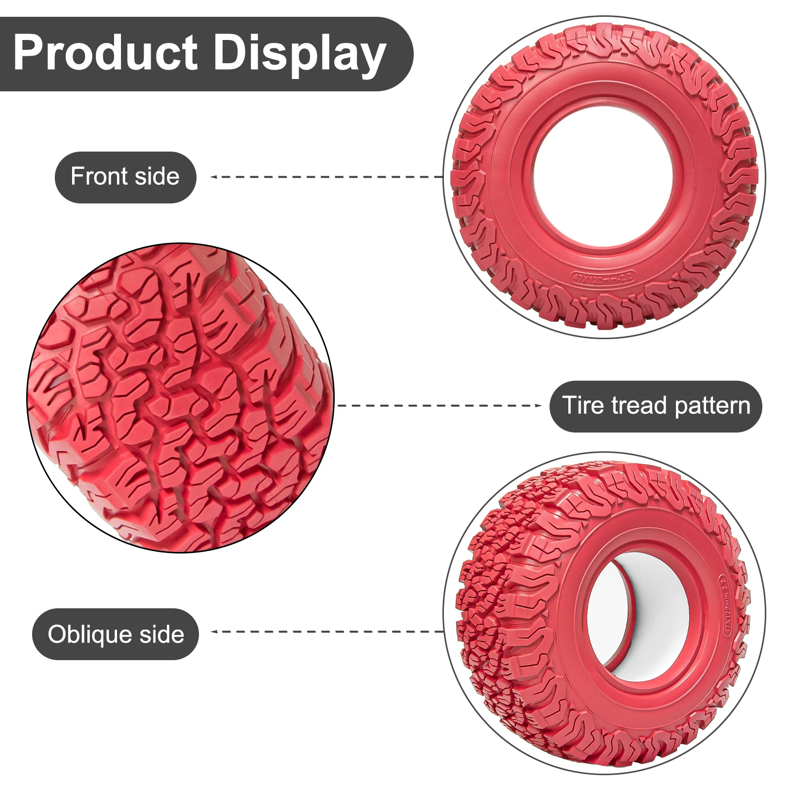 OKHL 4개 2.2인치 부틸 고무 타이어 고밀도 스펀지 인서트 포함 1/10 RC 락 크롤러 휠 업그레이드 부품