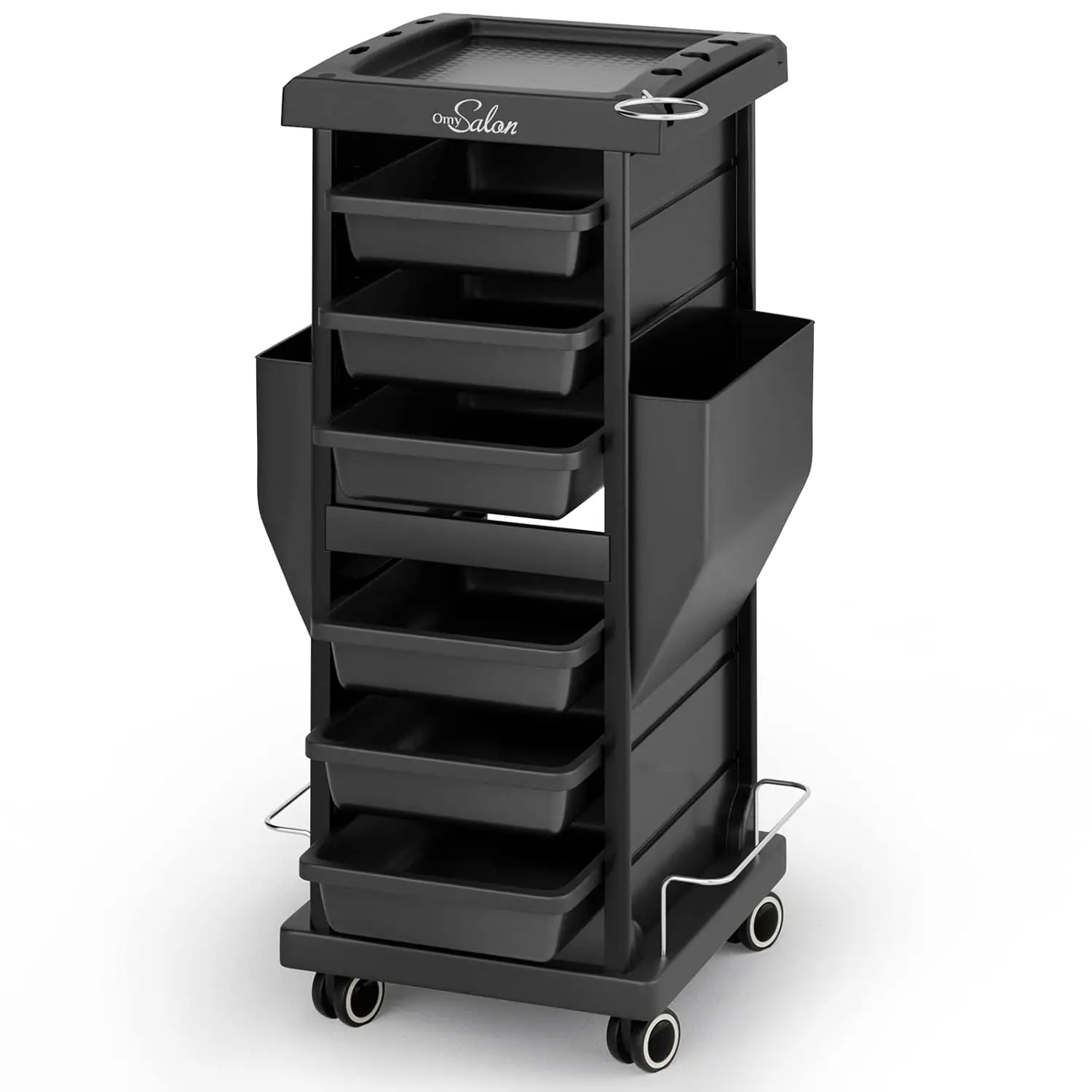 รถเข็น 6 ลิ้นชักและผู้ถือเครื่องเป่าผม,Rolling Hair Cart Organizer, Mobile Storage Station Hairstylist รถเข็นล้อสําหรับ Beau