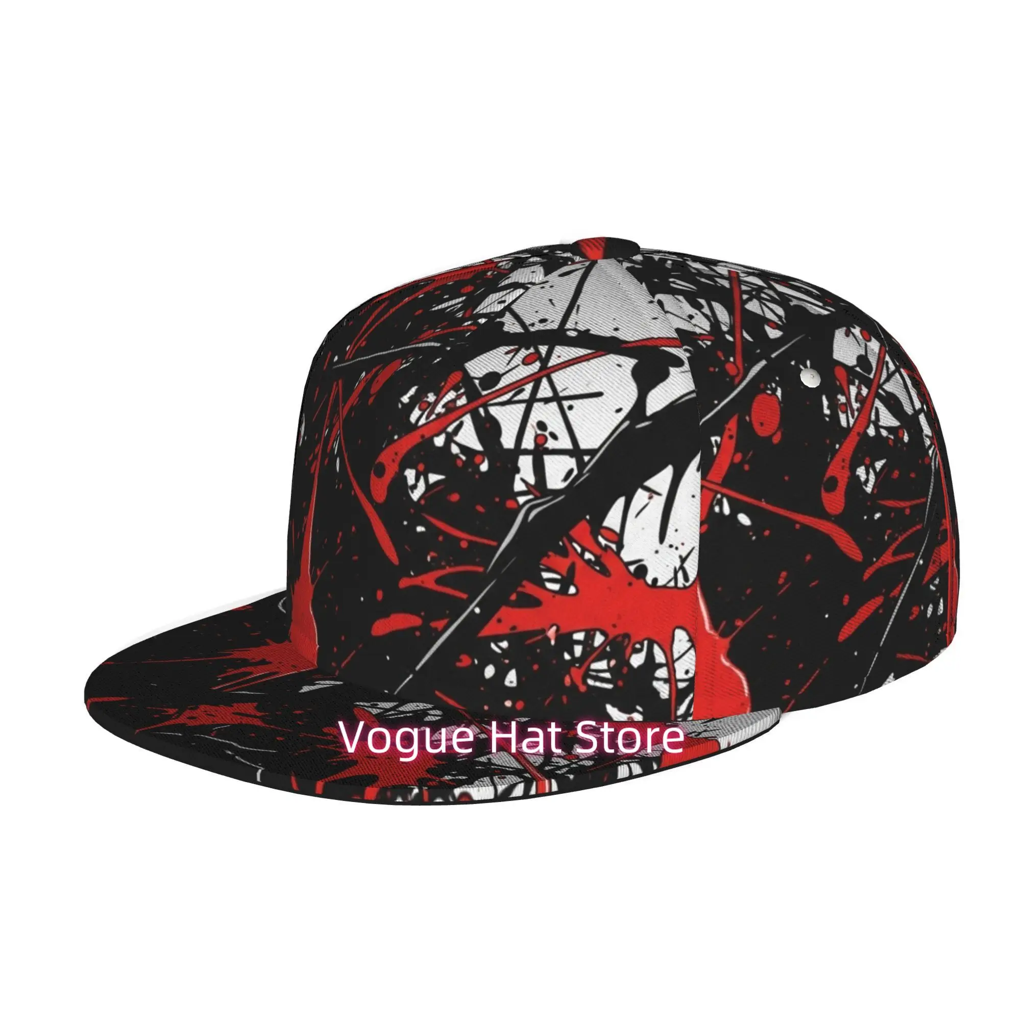 Men's & Women's Abstract Splatter Art Baseball Cap with Adjustable Snap Brim - Lightweight Flat-Top Hat Suitable for Casual Outd