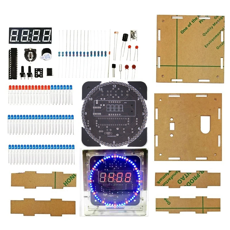 

Rotating LED Display Alarm Electronic Clock Module Water Lamp DIY Kit Light Control Temperature DS1302 C8051 MCU STC15W408AS