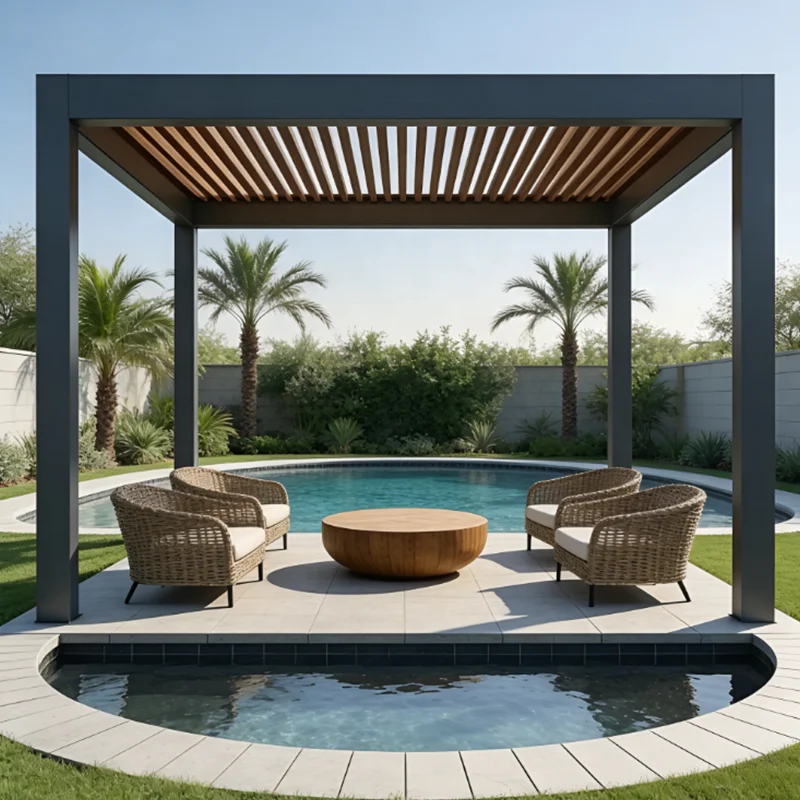 Customized Various Sizes Outdoor Aluminum Gazebo Suitable for Swimming Pool Sturdy Gazebo Hurricane Impact Resistant Pergola
