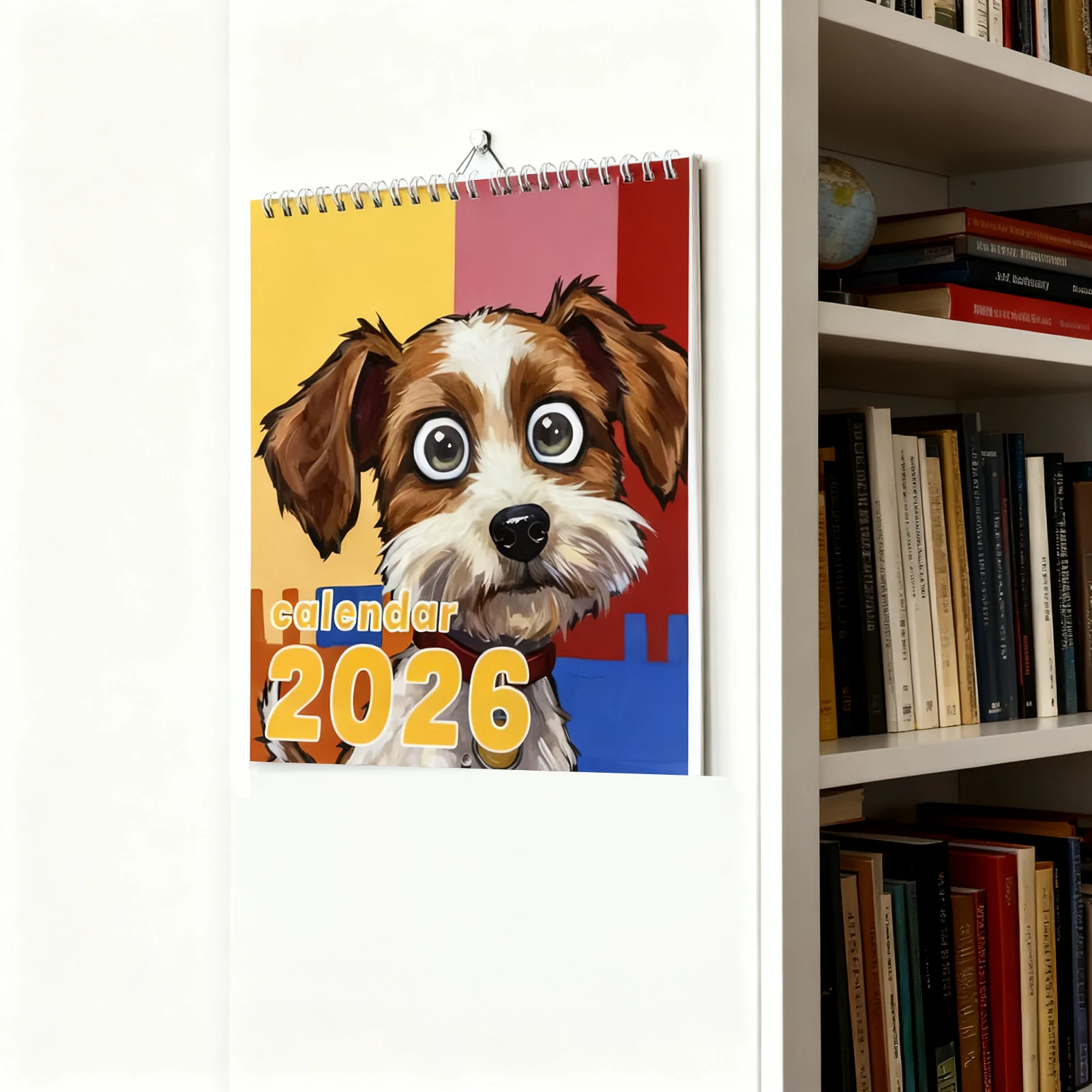 

Календарь в форме милой собаки, перекидной календарь на 2026 год, декор для стола, коричневый дизайн щенка, украшение для дома и офиса для семьи и офиса