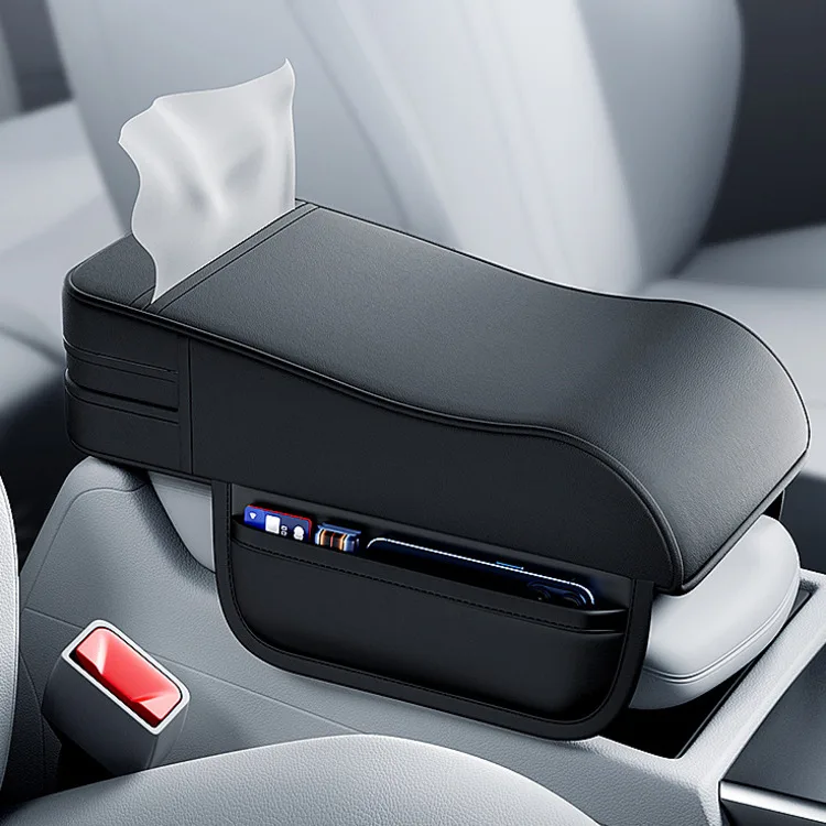 Auto-Armlehnenbox-Booster-Pad mit bequemem Memory-Schaum und integriertem Taschentuchhalter für Passagiere vorne und hinten