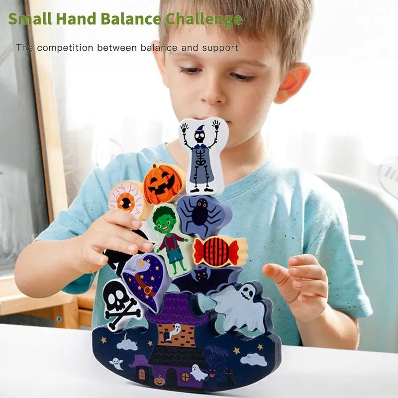 Gioco di blocchi di costruzione dell'equilibrio impilabile per bambini Giocattolo dell'equilibrio in legno Giocattolo educativo Montessori per bambini Regalo di Natale di Halloween