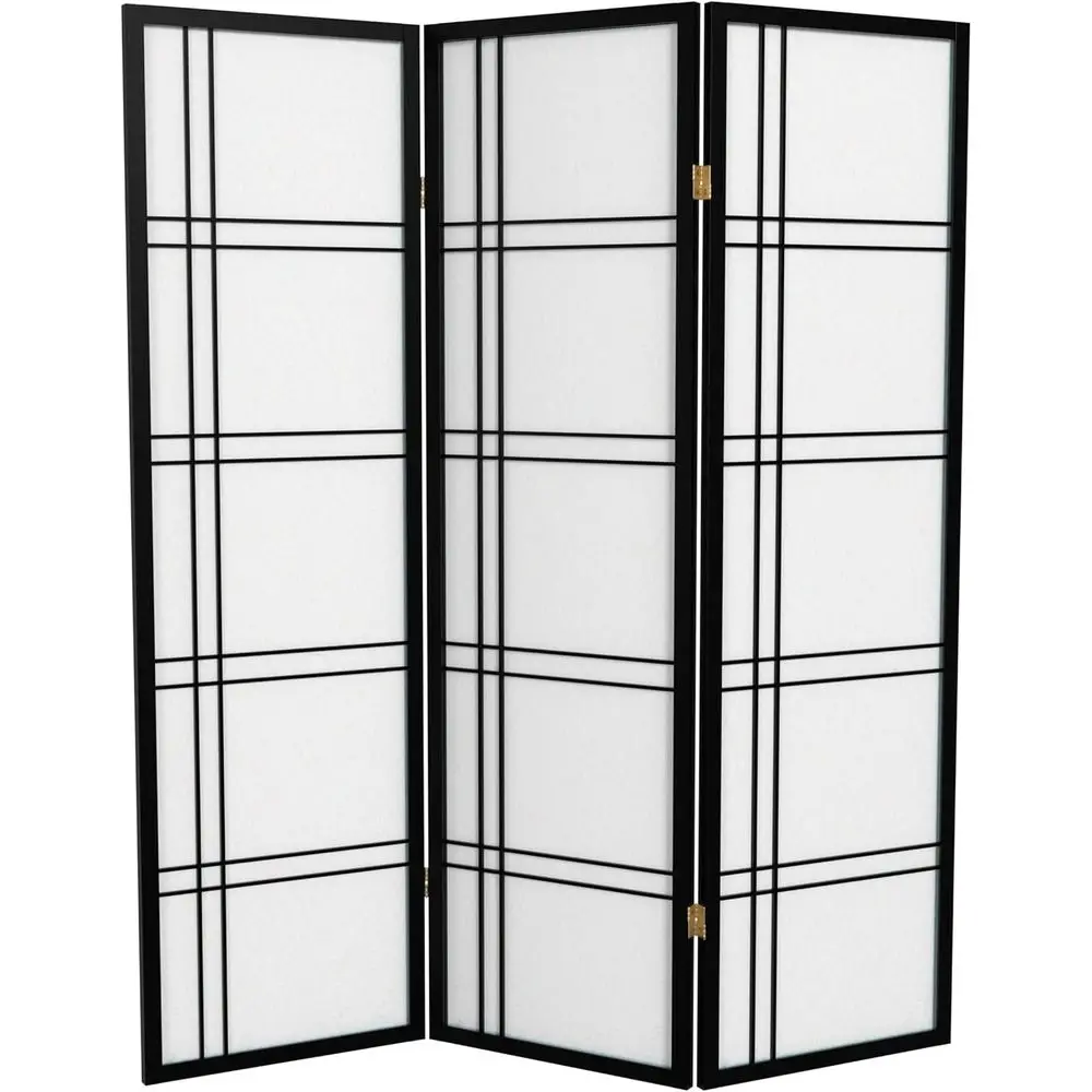 

5 t. Tall Double Shoji Sn - Black - 3 Panels