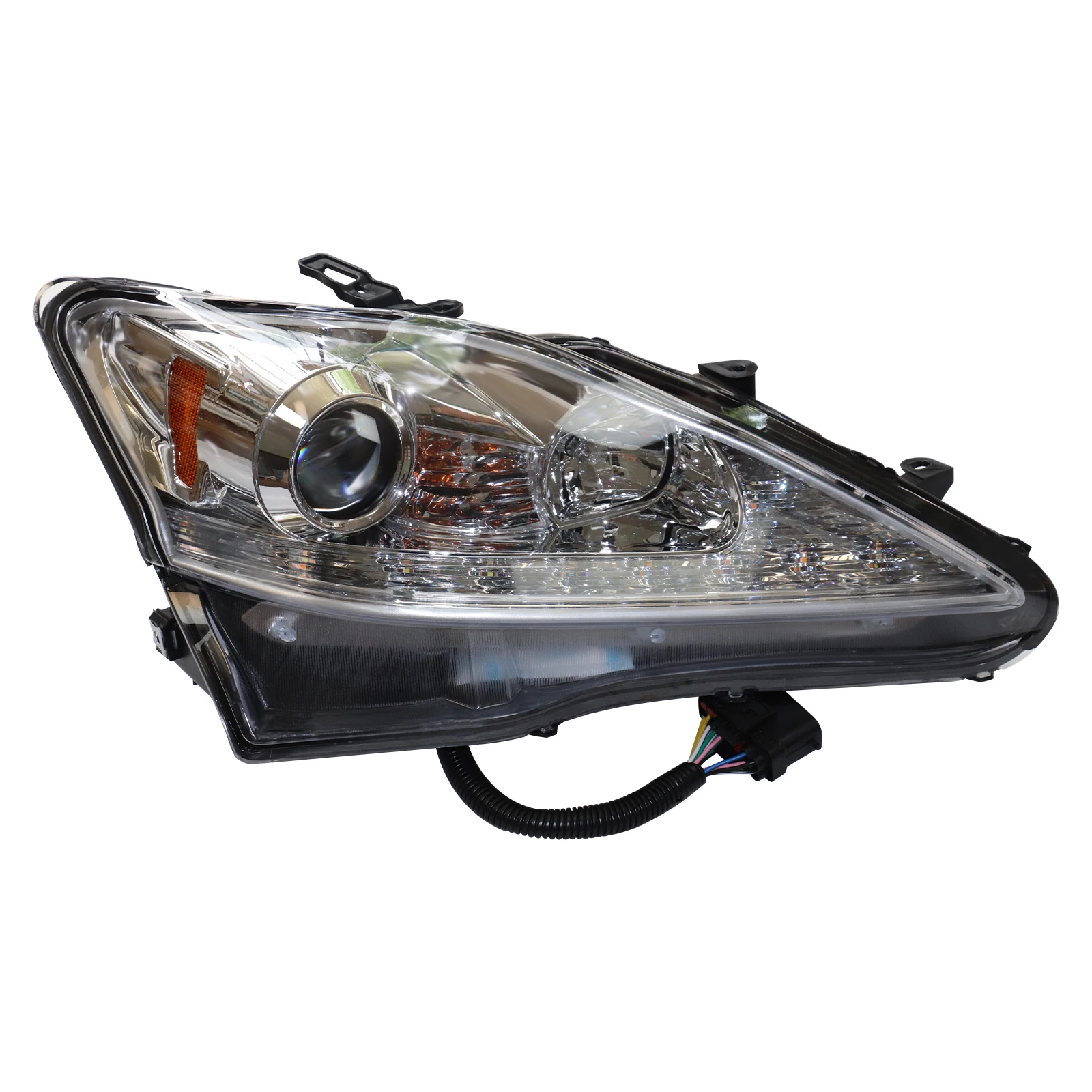 Car Front Light Pair Fit 2006 To 2010 Lexus IS Series Factory Halogen Vehicles Separate Halogen Signal Lamp Integrated LED DRL Hard Plastic Shock Resistant Head Light Assembly