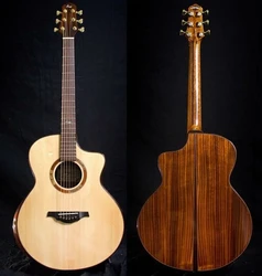 LeChant LS-JC50A Solid Spruce Acoustic Guitar,41 Inches Cutaway Koa Wood Back and Sides Arm Rest Guitarra