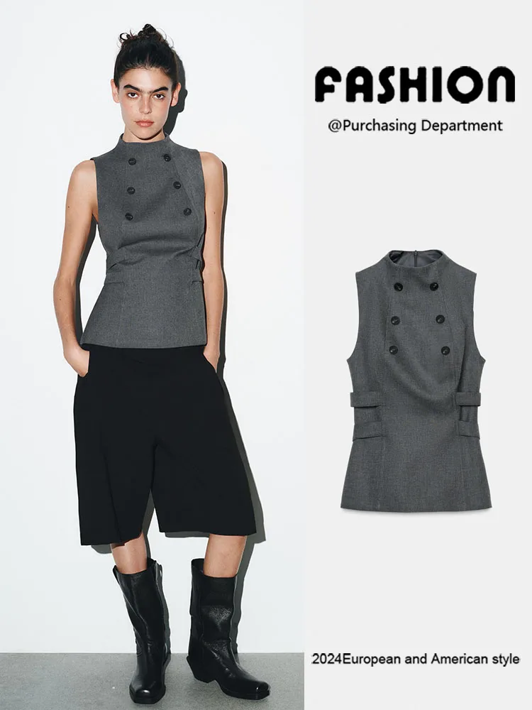 

Весенняя новинка: женский топ с высоким воротником, декорированный пуговицами, в этническом стиле, для стройности и элегантности