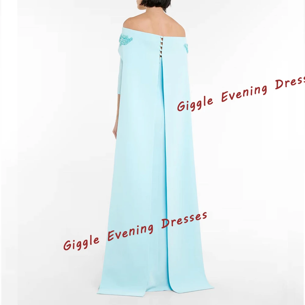 Giggle Crepe Boat Neck Flowers Elegance Prom Gown Saudi Arab Close-Fitting Floor-Length Evening Party Dresses for Women 2024