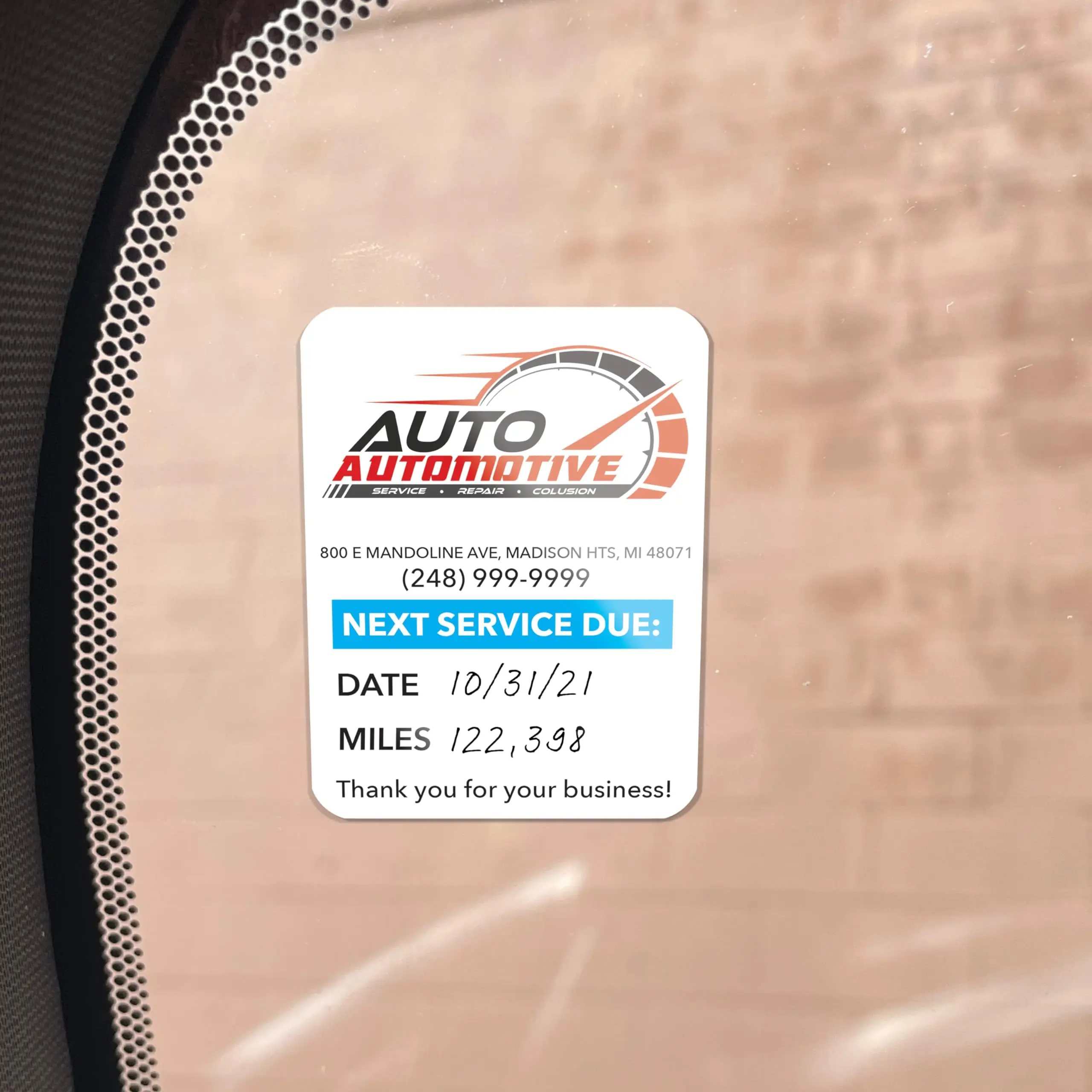 Custom Oil Change Stickers with Your Logo - Personalized Oil Change Window Stickers 15cps