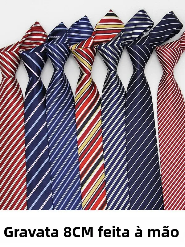 gravata-masculina-de-seda-artesanal-8cm-azul-listrado-formal-de-negocios-nao-requer-laco-para-compra-em-grupo-seda-sintetica