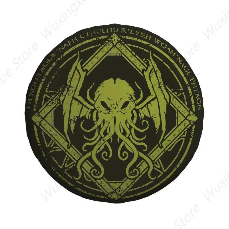 Custom Lovecraft Mythos Monster Cthulhu Tire Cover 4WD 4x4 RV Spare Wheel Protector for Toyota Land Cruiser Prado 14