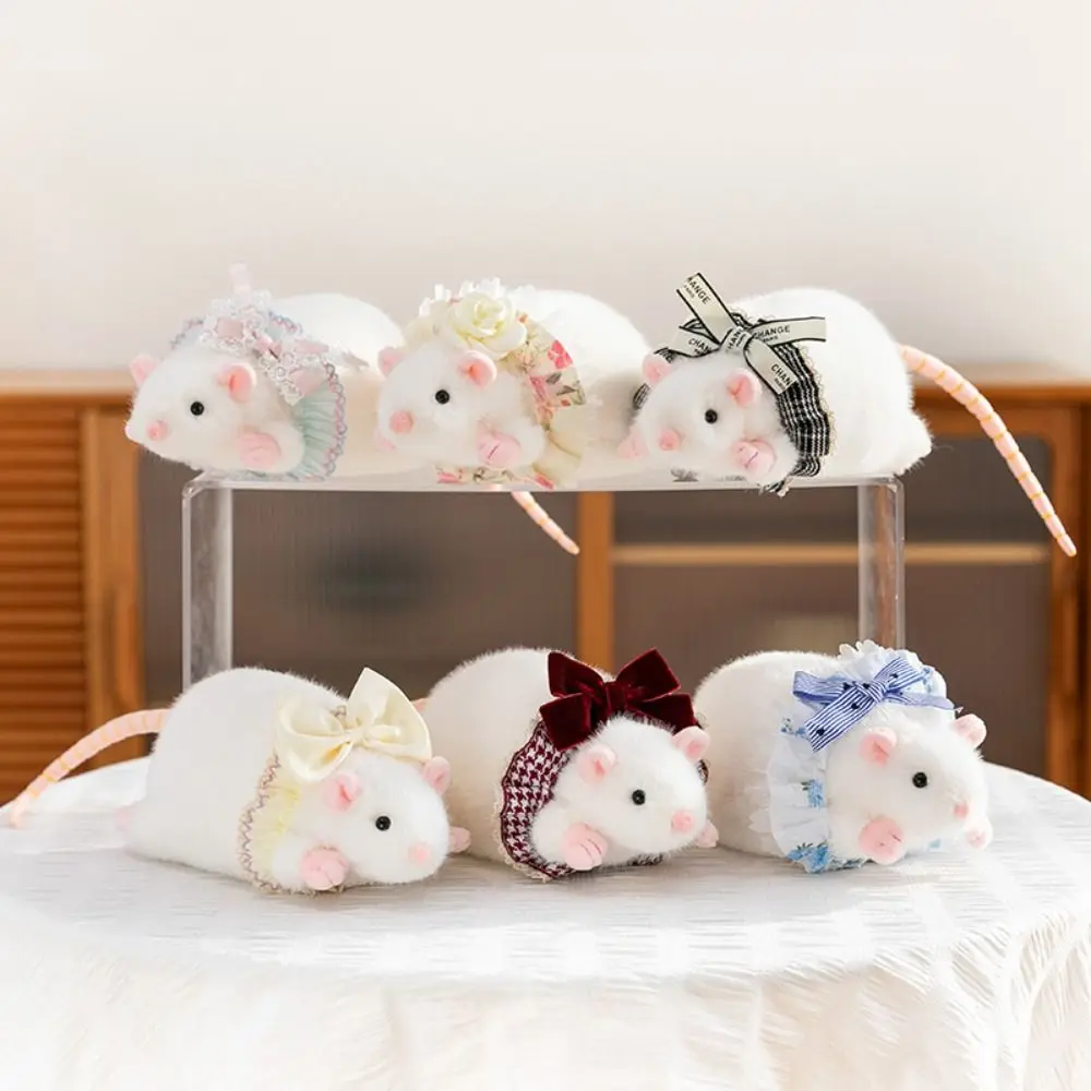 ตุ๊กตาหนูน่ารัก ชุดเดรสลายดอกไม้ การ์ตูนกิ่งดอกไม้ ตุ๊กตาหนูติดโบว์ ของเล่นหนูนุ่ม ของขวัญเด็ก ของขวัญวันเกิด