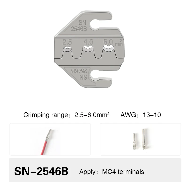 Crimpzange, Crimpbacken-Set, 4mm Schlitzbacken, SN-48BS/58B/02C/2546B/2549/06/X6/06WF/03H, zum Crimpen von Anschlussklemmen verwendet