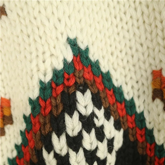Autumn Winter Unique Nordic Vintage Ice Island Ferris Wheel Open Cardigan Sweater Thi Yarn Hooded Jaet Women's Knitwear