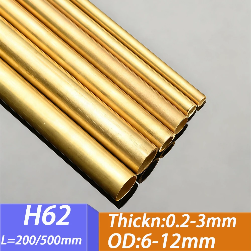 1Pcs H62 Brass Tube OD 6mm 7mm 8mm 10mm 12mm Wall Thickness 0.2-3mm Length 200 500mm Capillary Brass Tube Wear Resistant