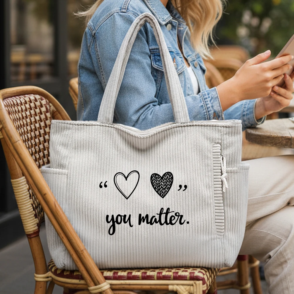 

Women's Corduroy Tote Shoulder Bag, Large Capacity Shopping, Gift for Her Birthday Mother‘s Day Anniversary, Daily Travel