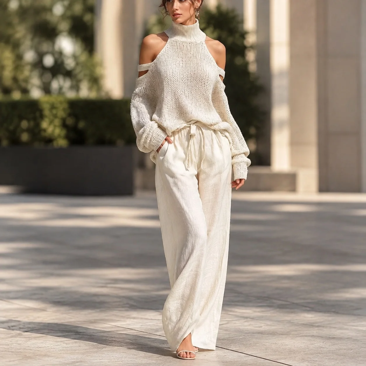 Long Sleeve Top Two Set Commuter Chic with No Pattern Elegant Cross Border Style Regular Sleeve T Shirt Top Women Matching Sets