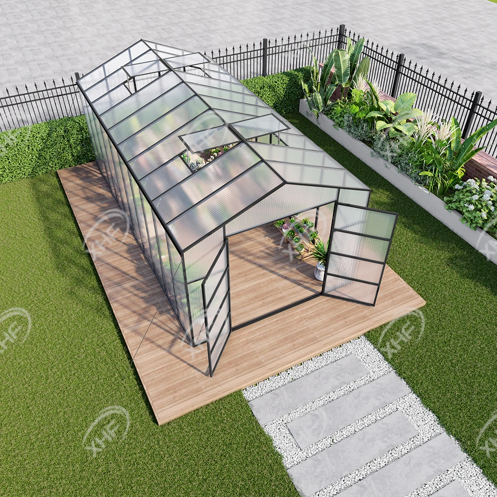 High Quality 10*20 Ft Greenhouse Aluminum Frame Greenhouse Plant Growing Sunroom With Adjust Vent And Swing Door