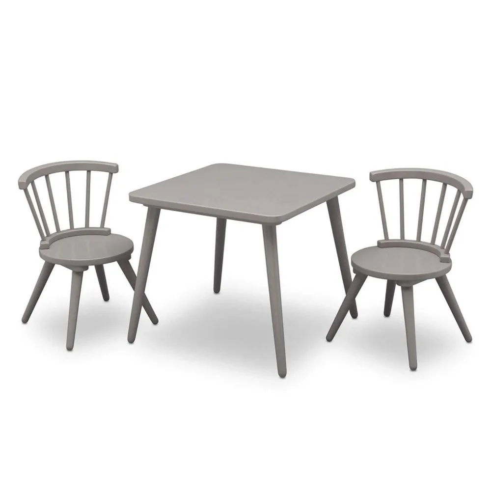 Windsor 2 Chair, 3 Piece Set, Grey