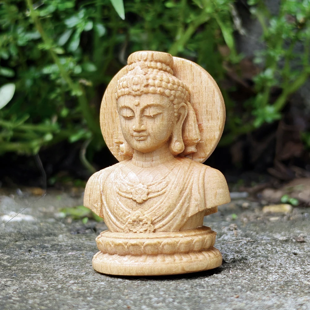 Hand-Carved Wooden Buddha Statue Figurine, Eastern Aesthetics, Zen Style, Suitable for Indoor Decorations, Tabletop Decorations, Christmas Decorations, Fireplace, Bedroom, Office, Birthday Gifts