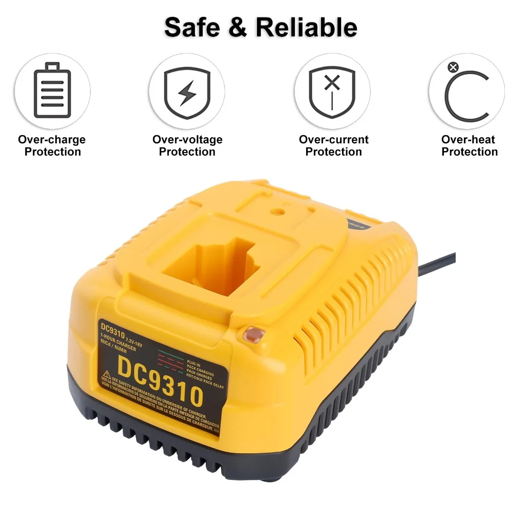 

Замена аккумуляторов Dewalt 18 В DC9310, быстрое зарядное устройство, совместимое с NiMH/NiCd аккумуляторами Dewalt 7,2-18 В DE9057 DW9072