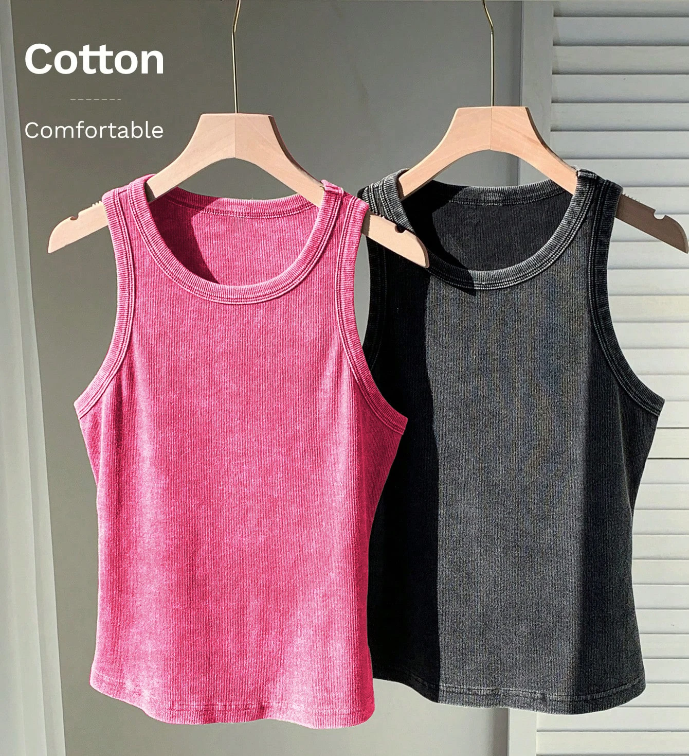 2PCS 100% Cotton Solid Color Washed Vest Womens Summer Casual Tank Top Y2K Sleeveless Clothes Soft Comfortable Sportswear