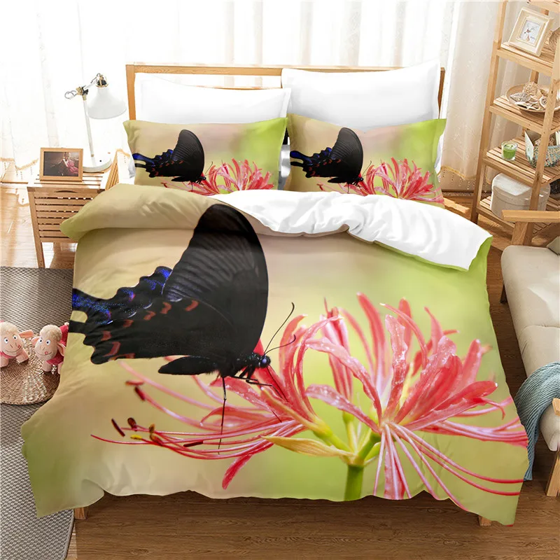 

Stamen Butterfly - Patterned Cotton Double Duvet Covers Bedding Set, Queen Size, Comforter Sets with Free Shipping