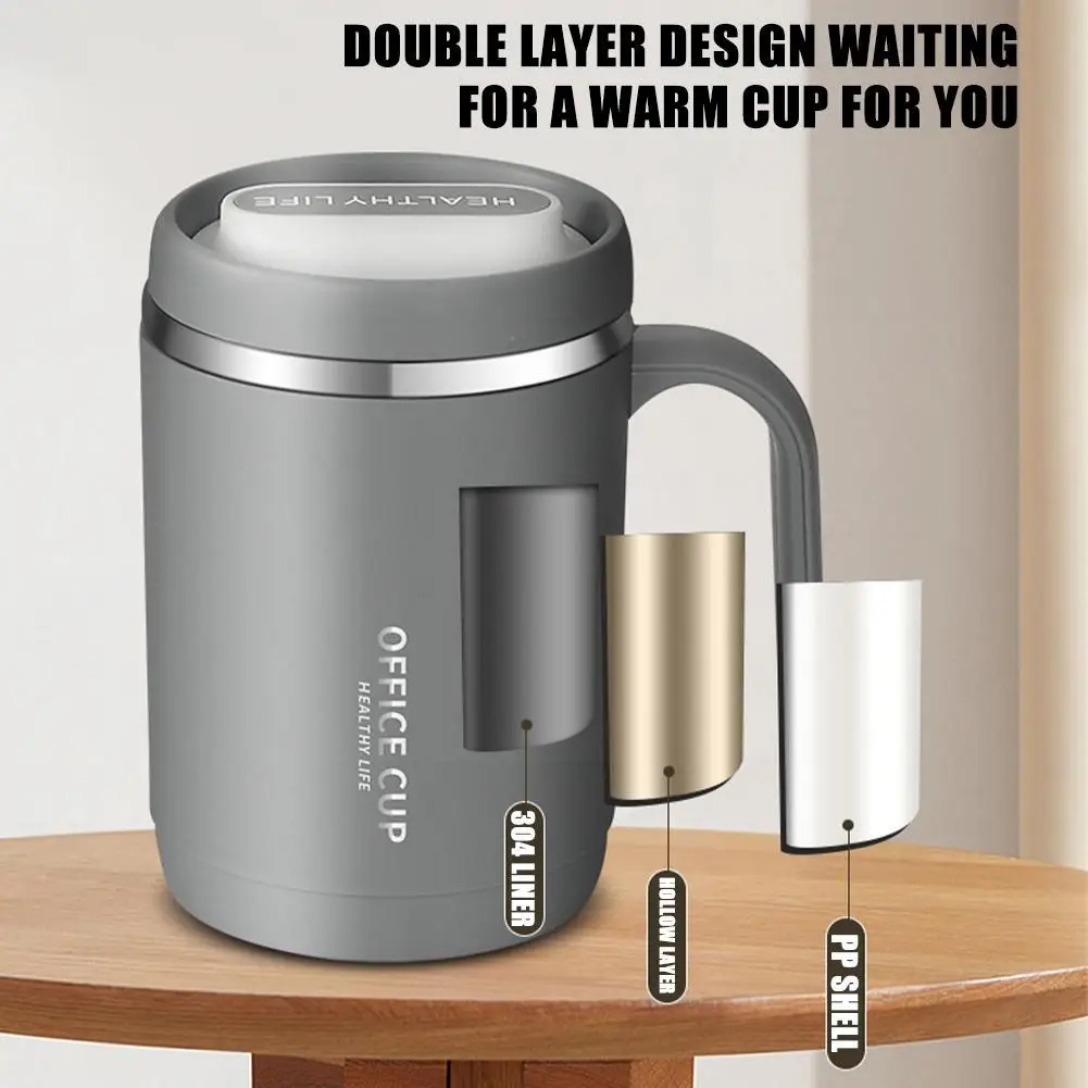 500ml Stainless Steel Coffee Mug Non-slip Bottles Leak-Proof Vacuum Insulated Tea Cup Thermal Office Mug Flask Travel