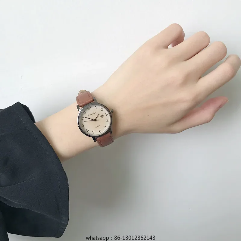 

Simple temperament retro digital calendar belt quartz watch