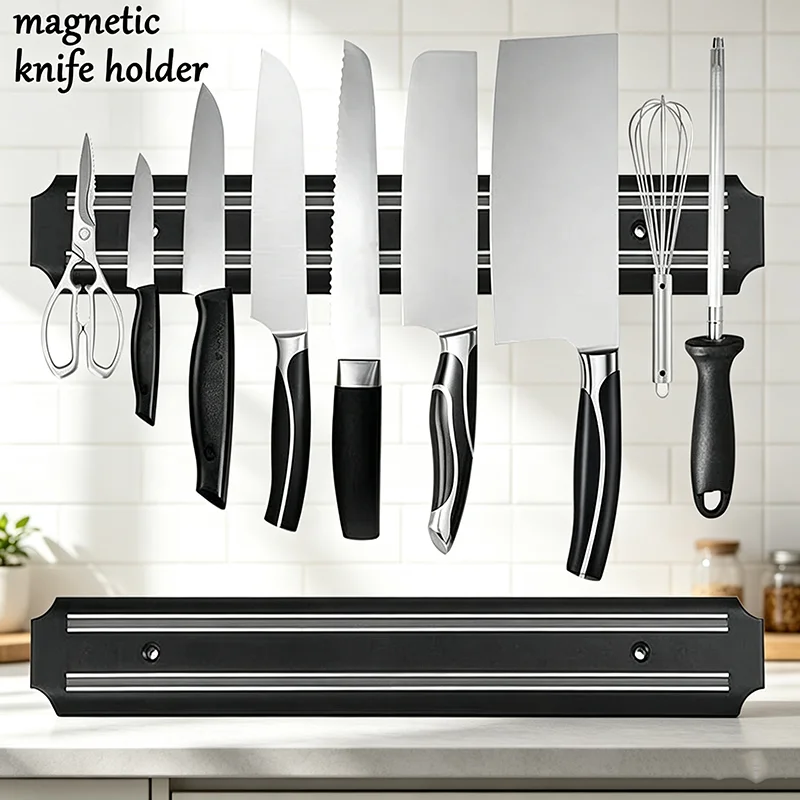 Magnetic Wall Mounted Knife Holder Storage Rack Kitchen Utensil Organizer For Cooking Tools & Hardware Warehouse Gadgets