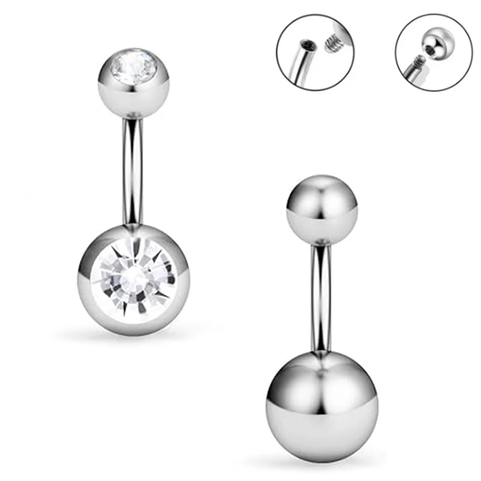 1PC Belly Button Ring Stainless Steel Navel Piercing Belly Bars 6/8/10/11/12/14mm Sexy Navel Nombril Decoration Women Jewelry