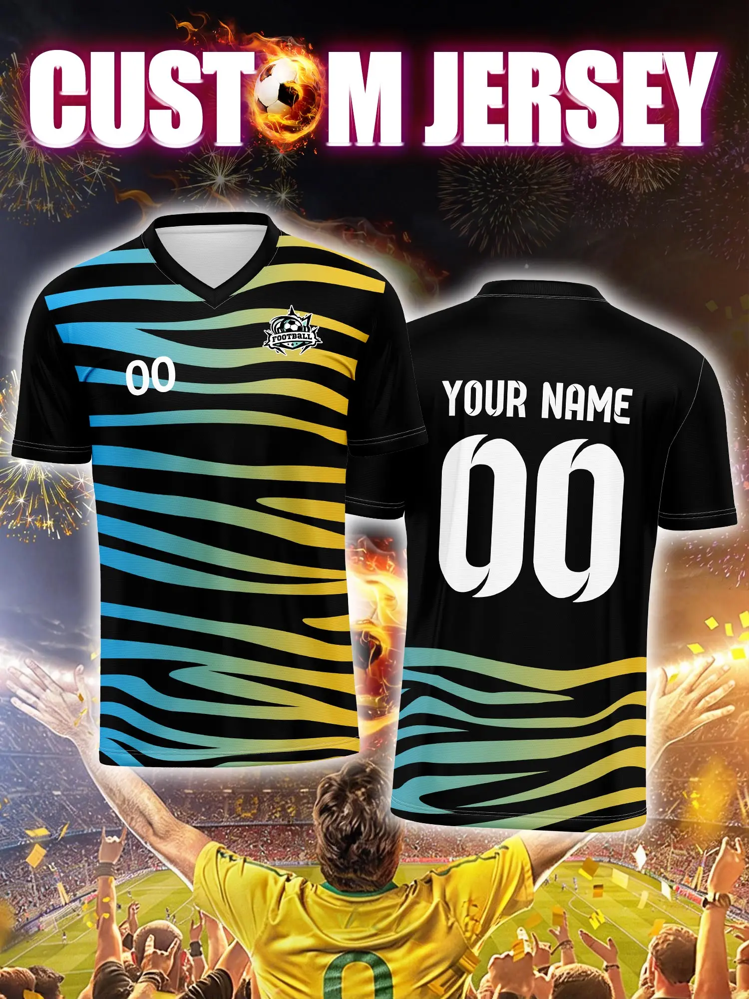 

Футбольная форма на заказ с индивидуальным изображением, номером и именем, высококачественная, прочная и долговечная экипировка для болельщиков