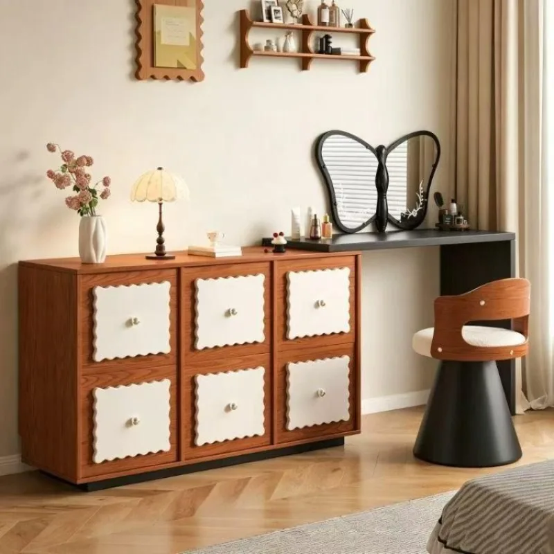 Cream wind integrated dresser chest cabinet bedroom small apartment storage cabinet light luxury Pushu Internet celebrity corner