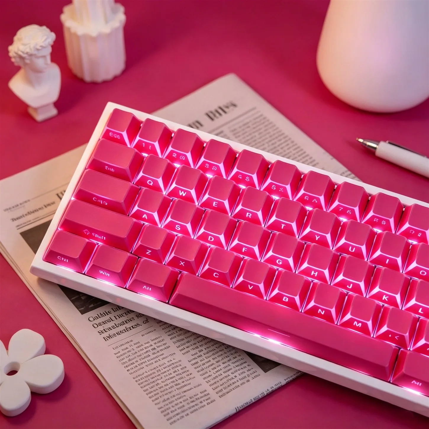 Berry Red Folded Shadow Cherry Profile Backlit Keycaps 97 Keys PC+PBT for Wooting Mechanical Keyboard
