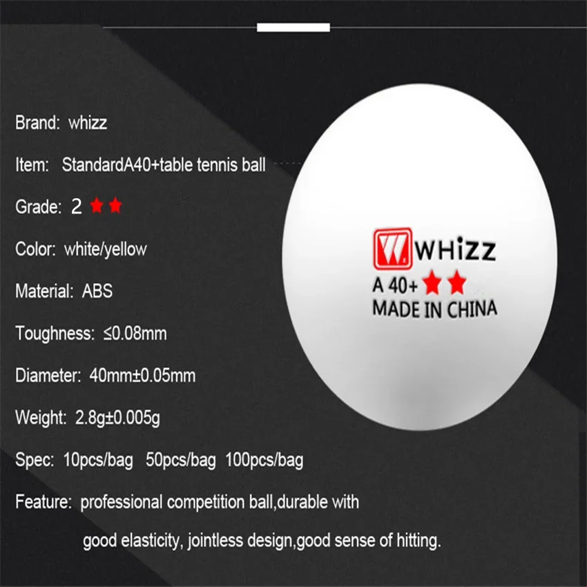 2023 WHIZZ Table Tennis Ball National Standard Training Balls New Materials High Elasticity Quality Ping-Pong Balls