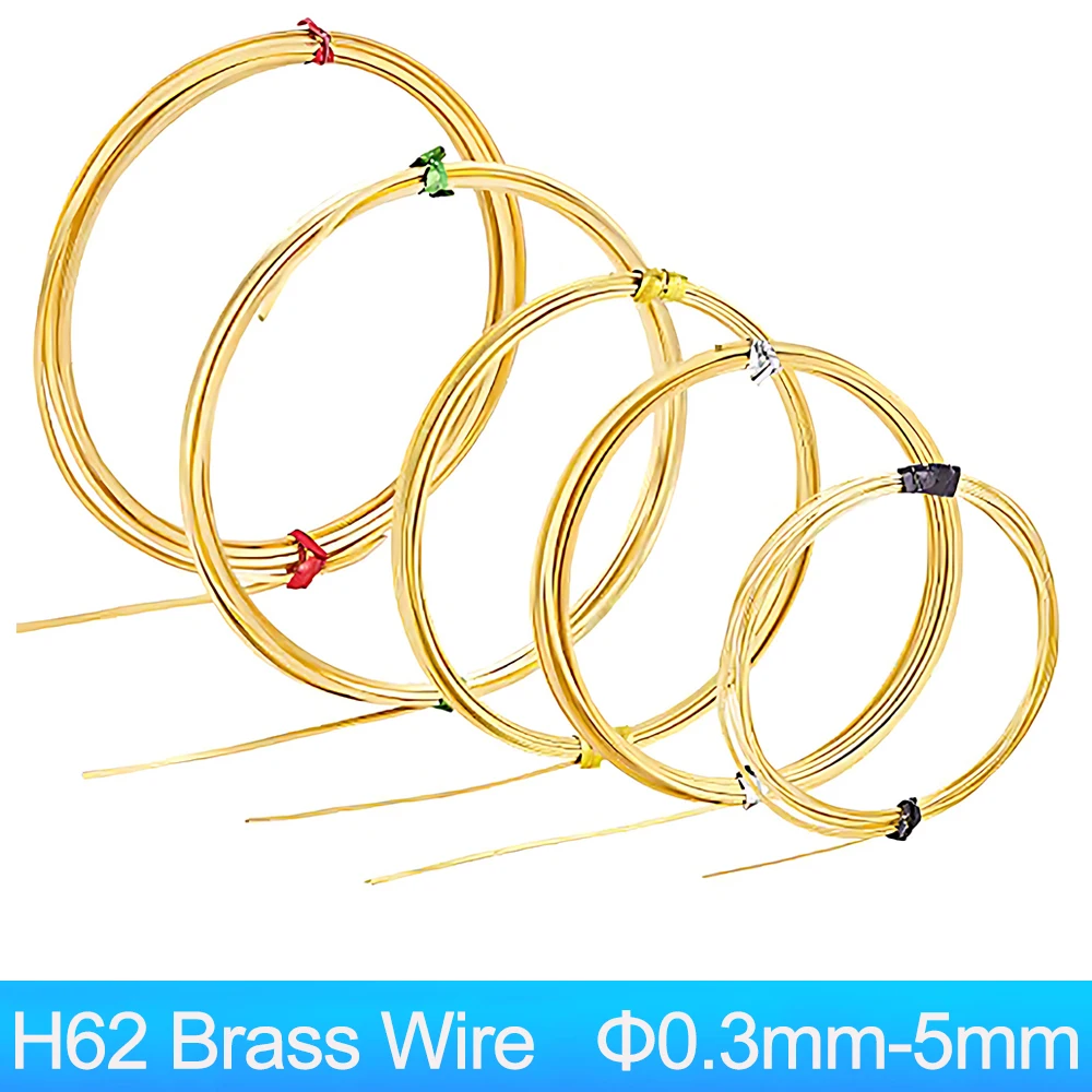 Solid Brass Wire Bare Brass Round Wire 0.3mm 0.4mm 0.8mm 1mm 1.5mm 2mm 2.5mm 3mm 4mm 5mm for Wires cables Electrical Crafts DIY