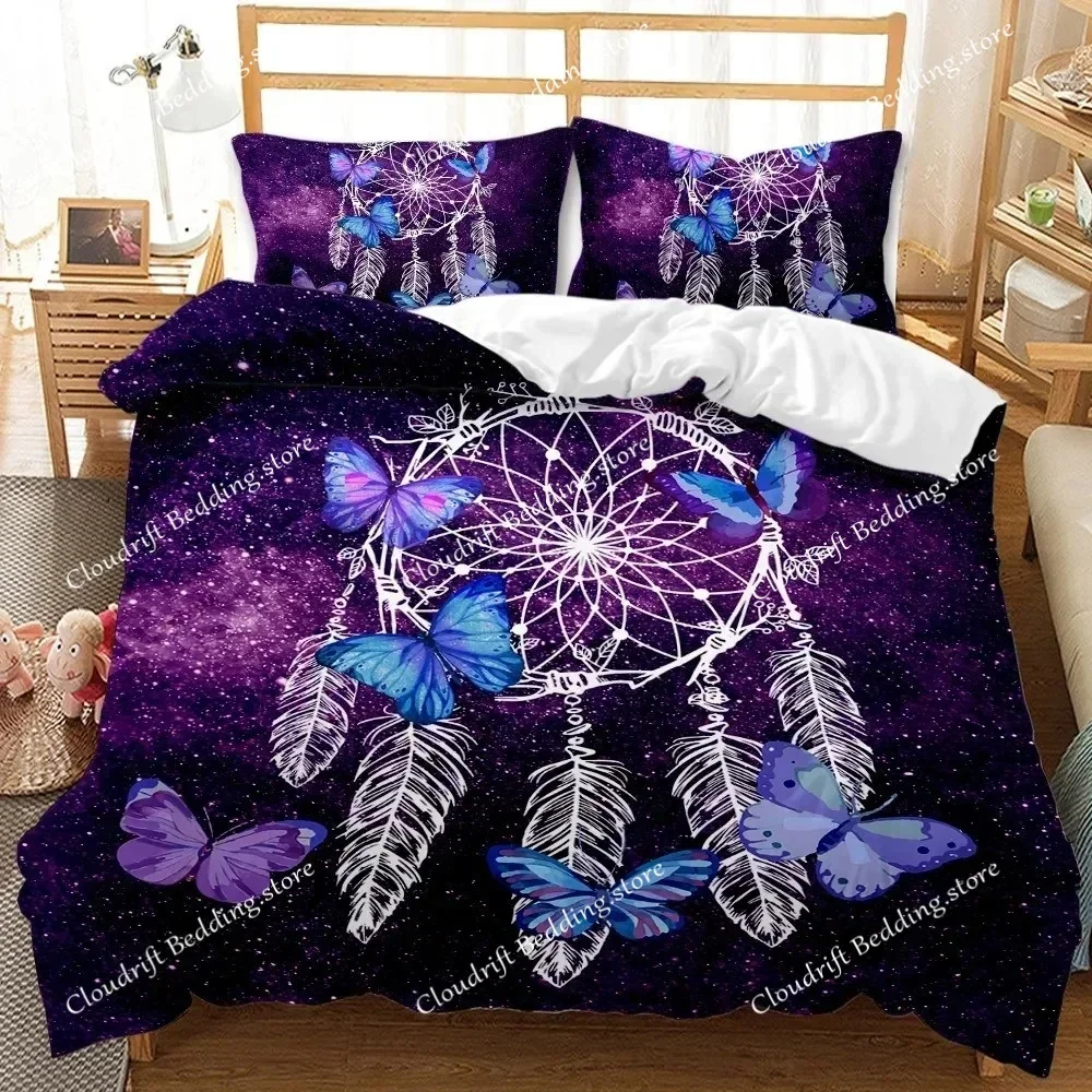 Dream Catcher Duvet Cover Set White Horse Forest Dream Catcher Blue Bedding Set Double Queen King Size Polyester Qulit Cover026