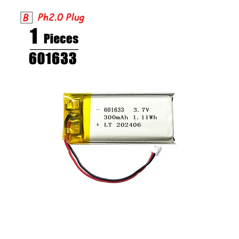 3.7V Lipo Batterij Ph2.0 Plug Oplaadbare Lithium Batterij 3.7V Voor PS4 Luchtbevochtigers GPS Navigatie Bluetooth Speaker MP3 MP4