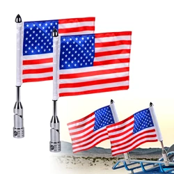 Universal Motorcycle Flag and Pole Foldable Rear Luggage Rack Adjustable Aluminum Pole Mount For Harley Street Glide Road King